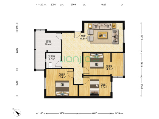平武巷104号附16号 3室1厅1卫 93平方