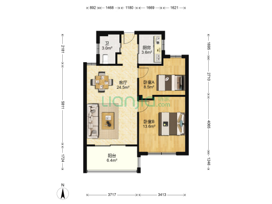 恒威君雅苑 2室1厅1卫 12平方