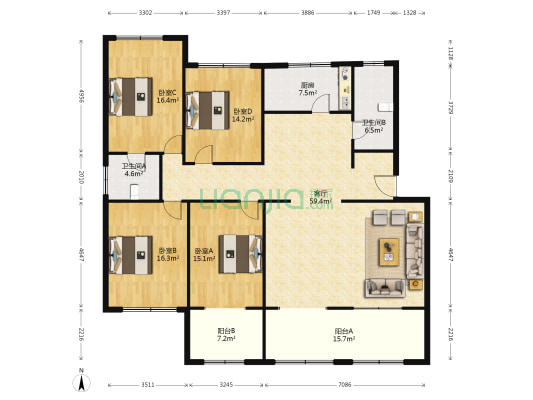 泰吉农机大院 4室1厅2卫 180平方