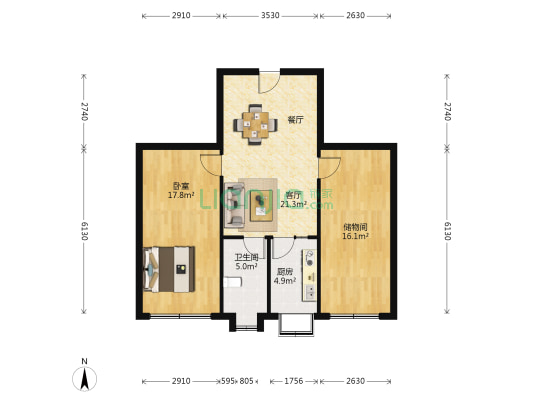 姜砦北街12号院 1室1厅1卫 77平方
