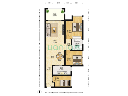 金融仕家 3室1厅1卫 89平方