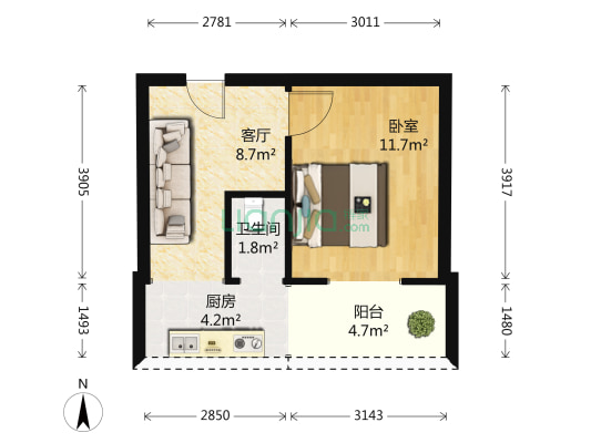 大士院小区 1室1厅1卫 35平方
