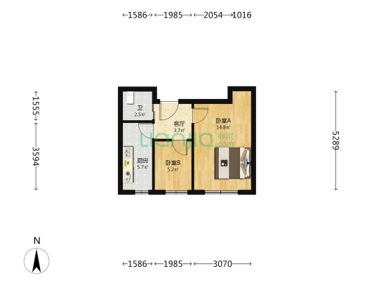 润德锦里 2室1厅1卫 47平方