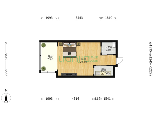 海岸龙庭 1室0厅1卫 51平方