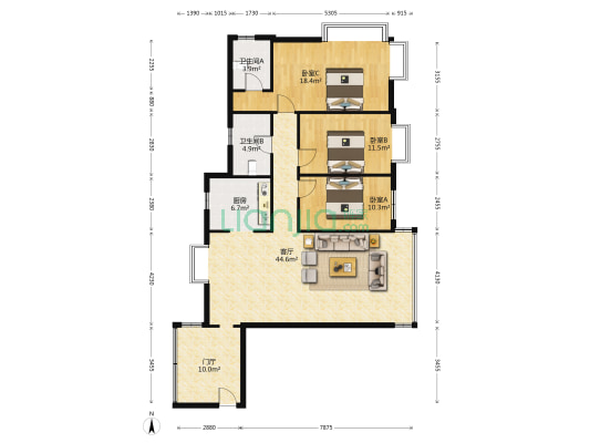 金腾江湾小区 3室1厅2卫 151平方