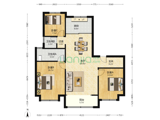 鑫都·禧悦 3室1厅2卫 130平方