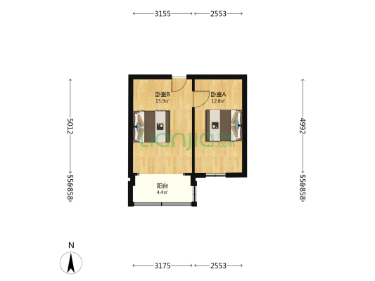 广电局宿舍 2室0厅0卫 51平方