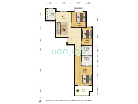连城水岸 3室1厅2卫 104平方