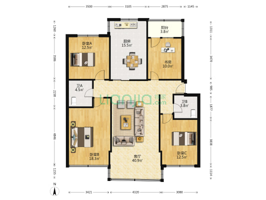 宁康东路26弄 4室1厅2卫 125平方
