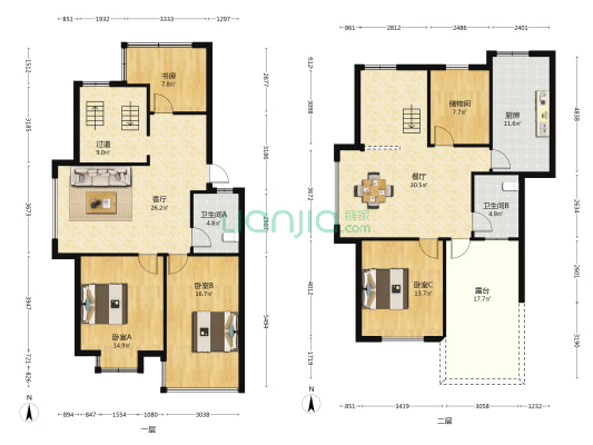 金山花园 4室2厅2卫 166平方