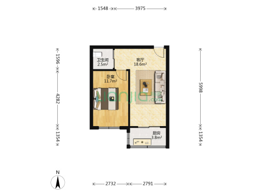 宏意花园 1室1厅1卫 47平方