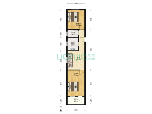 油车里3号 2室1厅1卫 61平方