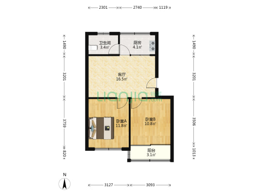 庙山新村 2室1厅1卫 62平方
