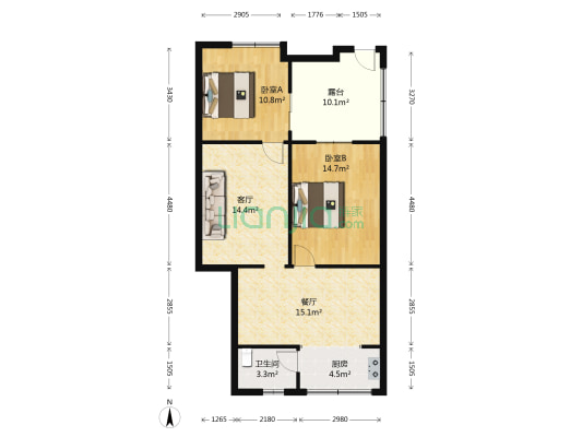 桥南新村 2室2厅1卫 62平方