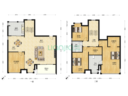 顺峰山语 4室2厅2卫 216平方