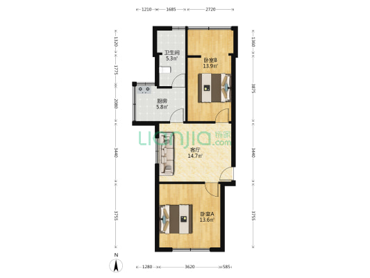 蟠桃宫路14号 2室1厅1卫 64平方