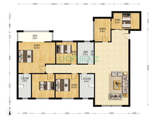 锦绣湘西小区 5室1厅2卫 177平方