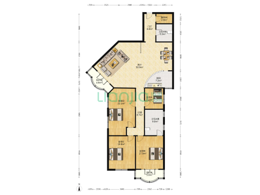 环渤海国际公寓 4室1厅2卫 211平方
