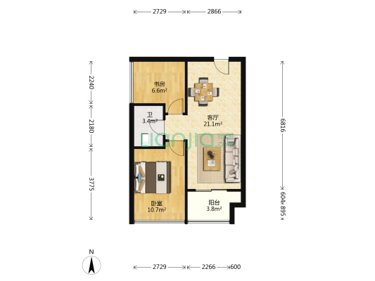 汇景城市中心 2室1厅1卫 69平方