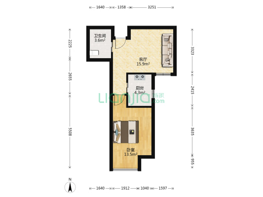富民河畔家园 1室1厅1卫 52平方
