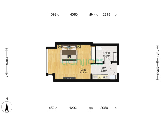 友谊时代广场 1室0厅1卫 56平方