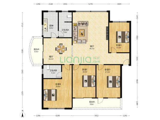 金枫阁 4室2厅2卫 186平方