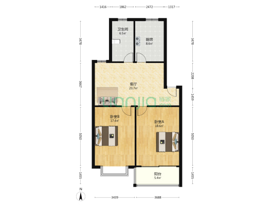 白云渡公寓 2室1厅1卫 198平方