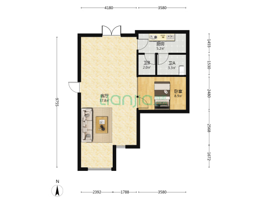 国际物流商贸城二期 1室1厅2卫 99平方
