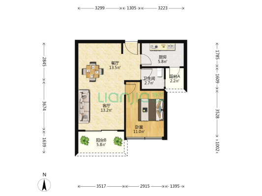 紫马天赋 1室2厅1卫 73平方
