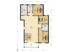 德信公园旁南北通透大三居，带电梯，采光好，看房方便-涿州燕赵花园户型图