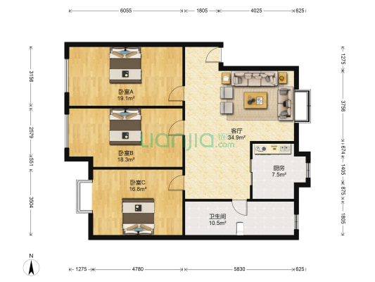 七里河市场监督管理所家属院 3室1厅1卫 113平方