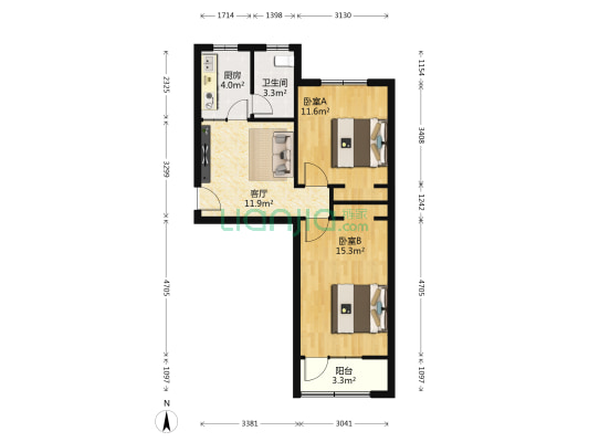 六冶家属院 2室1厅1卫 60平方