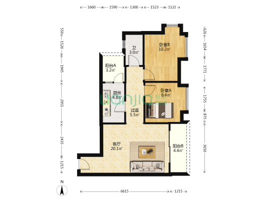 宏骏豪庭(伦教) 2室1厅1卫 61平方