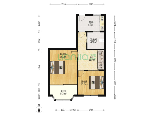 文海大楼 2室1厅1卫 78平方