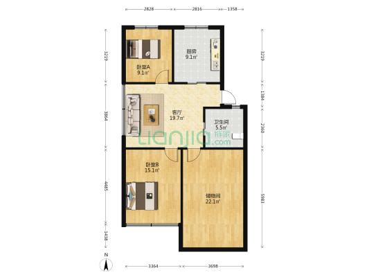 万峰二期小区 2室1厅1卫 97平方