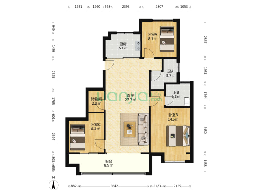 万科·中山都会|臻境 3室1厅2卫 119平方