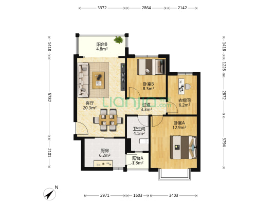 恒大未来城二期 2室1厅1卫 91平方