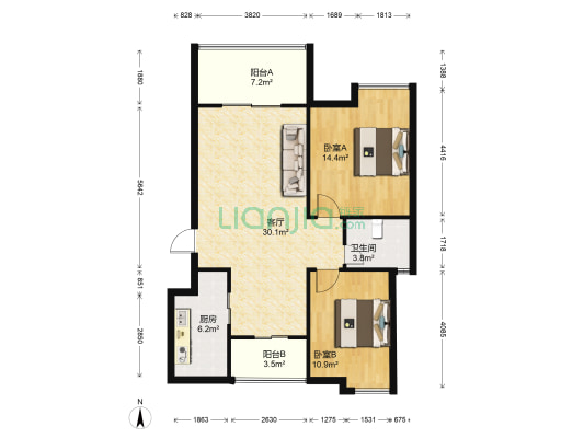 凤凰山1号 2室1厅1卫 84平方