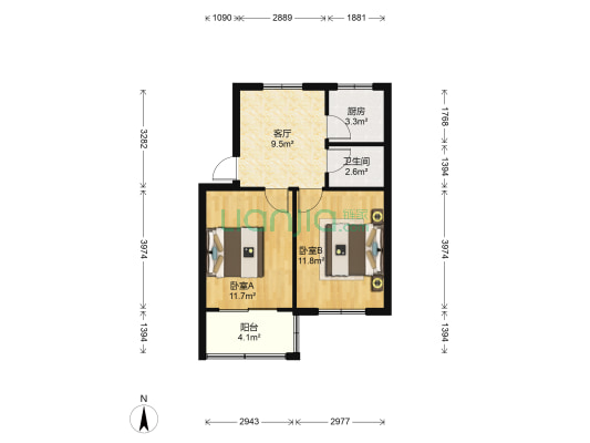 长城教苑 2室1厅1卫 54平方