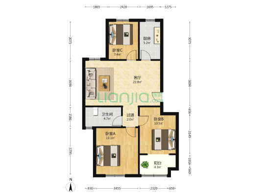 梦想望城 3室1厅1卫 91平方