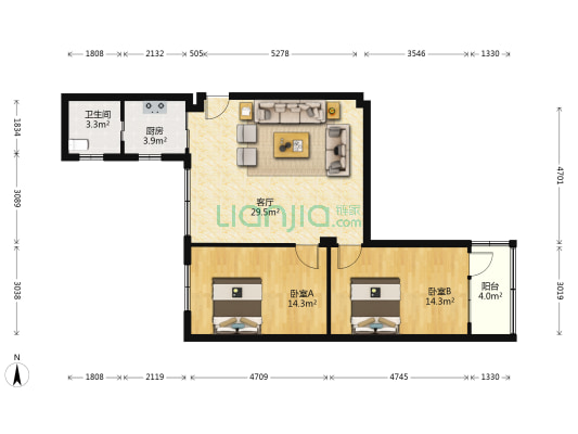 瑞宝花园 2室1厅1卫 78平方