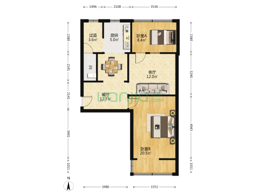 市食品公司家属院 2室2厅1卫 72平方