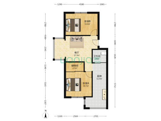 世代书香小区 2室1厅1卫 71平方