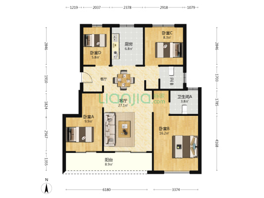 金辉象屿·观澜云庭 4室1厅2卫 109平方