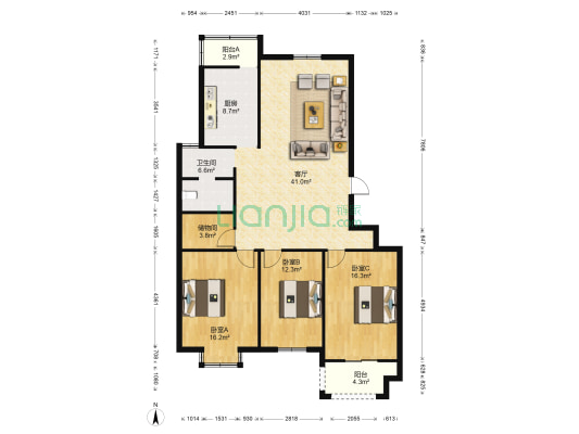 金星小区 3室1厅1卫 140平方