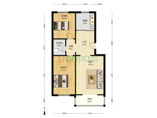 新华嘉园西区 2室1厅1卫 90平方
