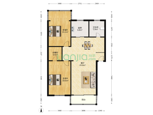 澍虹花苑 2室1厅1卫 128平方