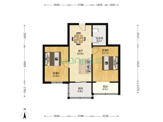 统计局家属院(乐居场) 2室1厅1卫 57平方