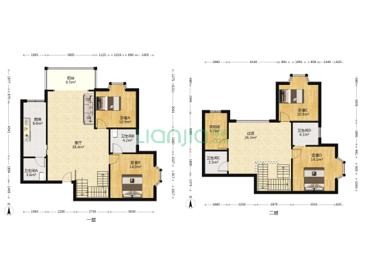 温泉花园东区 4室1厅4卫 190平方