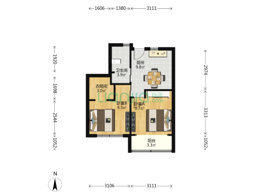 胶州路274弄 2室0厅1卫 48平方